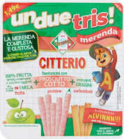 Un due tris! merenda di purea di mela + bastoncini prosciutto
