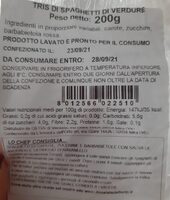 Tris di spaghetto di verdure