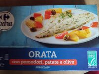 Orata con pomodori, patate e olive - surgelato