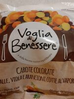 Carote colorate  gialle, viola arancioni cotte al vapore