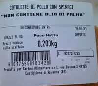 Cotoletta di pollo con spinaci