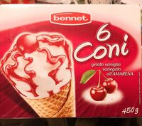 6 coni gelato vaniglia variegato all'amarena