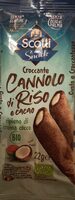 Croccante cannolo di riso e cacao ripieno di crema di cocco
