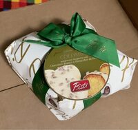 Colomba pandorata ricoperta con cioccolato bianco e pistacchio