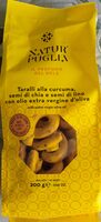 Taralli alla curcuma, semi di chia e semi di lino con olio extra vergine di oliva