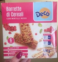 Barretta di cereali con mirtilli rossi