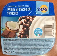 Yogurt al cocco con palline di cioccolato fondente