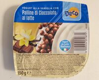 Yogurt alla vaniglia con palline di cioccolato al latte