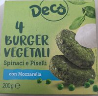 Burger vegetali spinaci e piselli