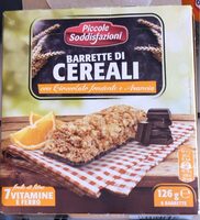 Barrette di cereali con cioccolato fondente e arancia