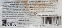 Gâteaux de Nougat tendre - Classic blanc et parfum chocolat