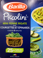 Mini Penne Rigate aux Courgettes et Épinards Piccolini