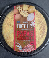 Tortilla fresca de papas con cebolla