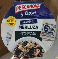 Merluza con espinacas, tomate y arroz
