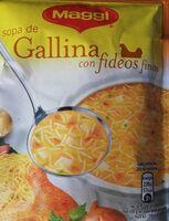 Sopa de gallina con fideos finos