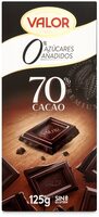 Chocolate negro 0% azúcares añadidos 70% cacao