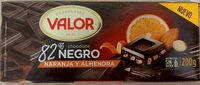 Valor Chocolate negro 82% con naranja y almendra