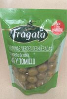 Aceitunas verdes deshuesadas con aceite de oliva ajo y tomillo
