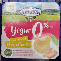Yogur 0% con trozos de pera y canela