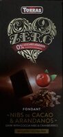 Chocolat noir avec édulcorant et nibs de cacao et myrtilles