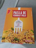 Paella de verduras y pollo