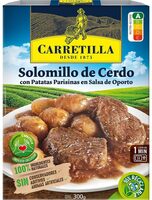 Solomillo de cerdo con patatas parisinas en salsa de oporto