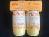 Actimel Fruit & Veg sin azúcar añadido - Mango, mandarina, pera, piña, naranja, melocotón, zanahoria y cúrcuma