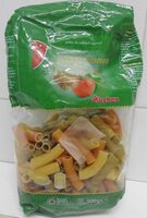 Macarrones rayados con vegetales