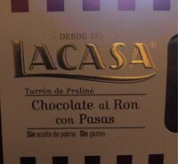 Turron de praliné Chocolate al ron con pasas