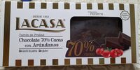 Turrón de praliné con chocolate 70% cacao con arándanos