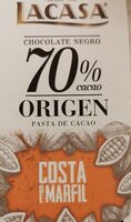 Chocolate 70% origen Costa Rica