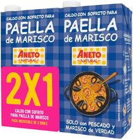 Caldo para paella de pescado y marisco con sofrito natural