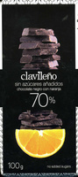 Chocolate negro con naranja 70% cacao sin azúcares