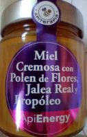 ApiEnergy miel cremosa con polen de flores, jalea real y propóleo