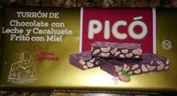 Turrón de chocolate con leche y cacahuete frito con miel