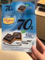 Galleta con gran tableta de chocolate 70% sin azúcares