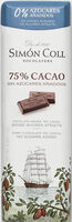 Chocolate 75% cacao sin azúcares