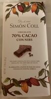 Chocolate negro cacao con pepitas de cacao de ghana