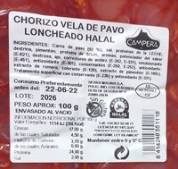 Chorizo vela de pavo loncheado halal
