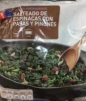 Salteado de espinacas con pasas y piñones