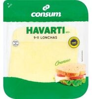 Queso Havarti Danés en lonchas con IGP 60% M.G./E.S. 38% M.G.T.