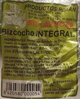Bizcocho integral sin azúcar
