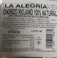 Chorizo riojano 100% natural
