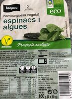 Hamburguesa vegetal espinacs i algues
