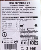 Hamburguesa de porc Duroc i vedella Angus