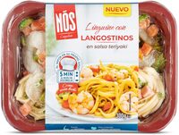 Linguine con langostinos en salsa Teriyaki