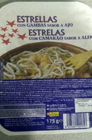Estrellas con gambas sabor a ajo
