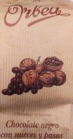 Chocolate negro con nueces y pasas