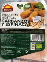 Croqueta vegetal garbanzo y espinaca
