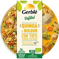 Quinoa y bulgur con tofu y verduras salteadas